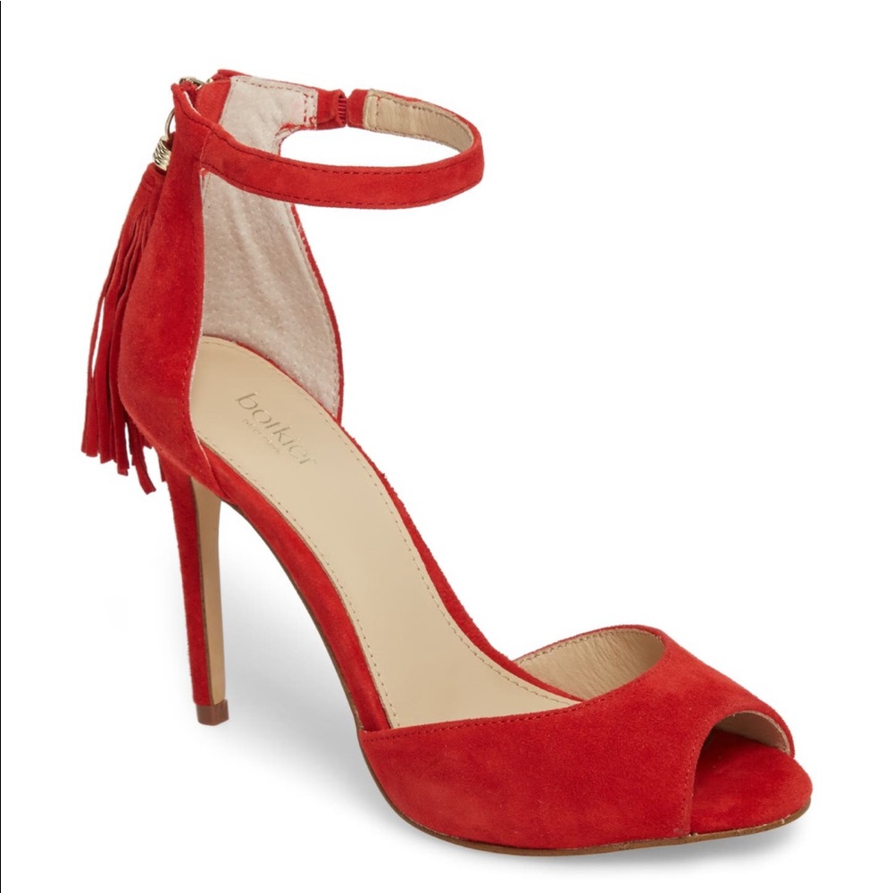 NEW Botkier Anna Fringe Sandals in Poppy Red Suede
